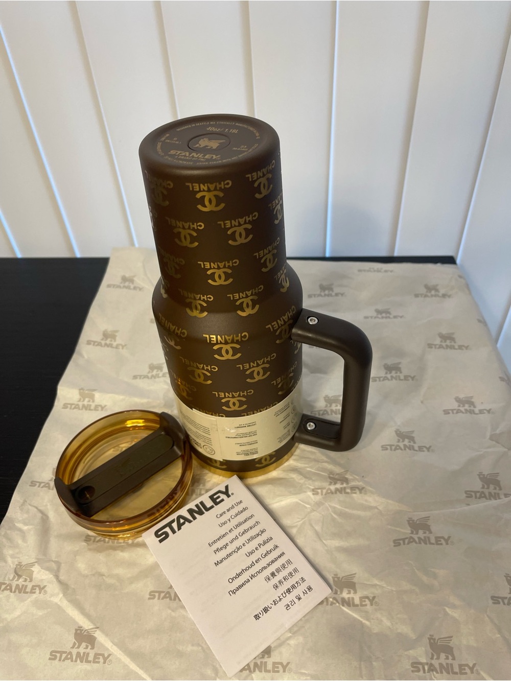 Custom Stanley 40 oz travel mug Brown and Gold Insulated Travel Tumbler - Picture 5 of 8